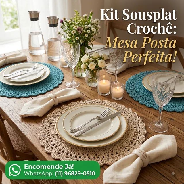 Kit Sousplat Crochê: Mesa Posta Perfeita!