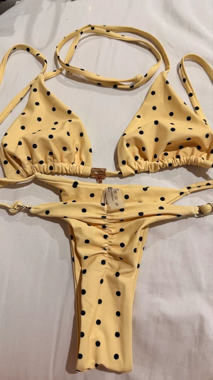 Biquíni Novo PP Amarelo com Bolinhas Preta - Foto 4