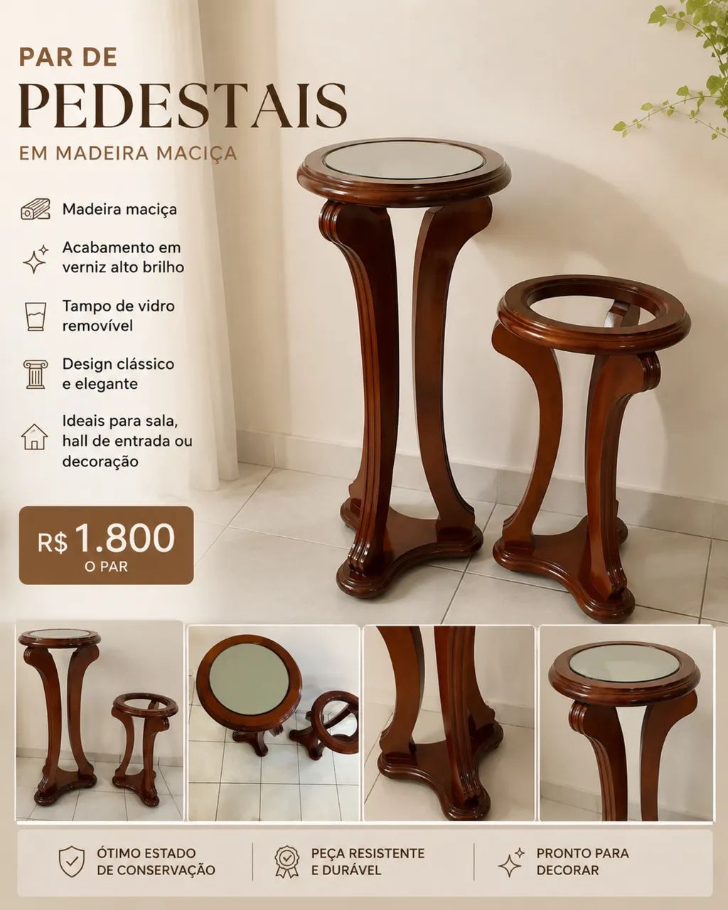 pedestais clássicos de madeira maciça - Foto 2