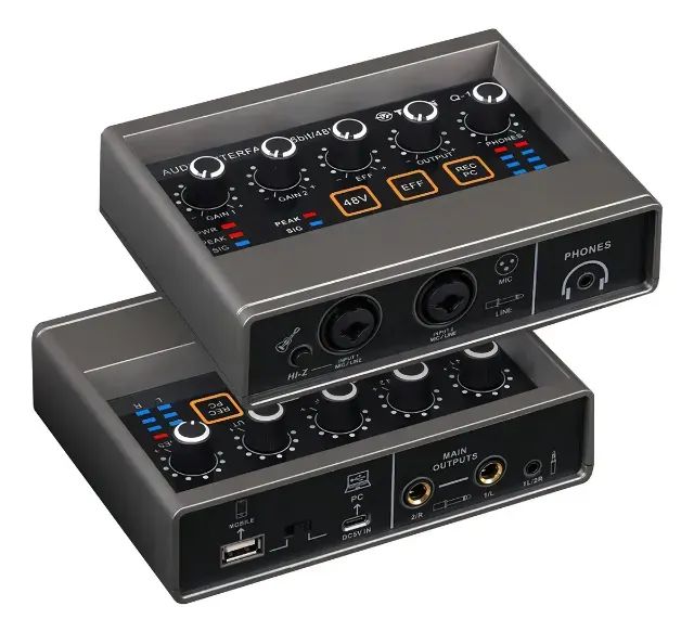 Interface de Áudio USB Teyun Q-16 Placa de Som com DSP Preto - Foto 3