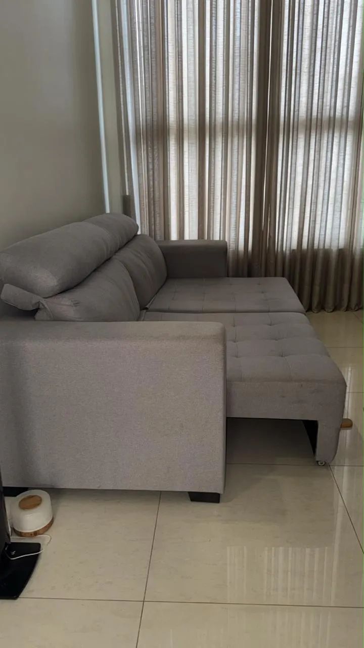 Sofá Cinza de Linho, 2,70 m, Novíssimo - Foto 2