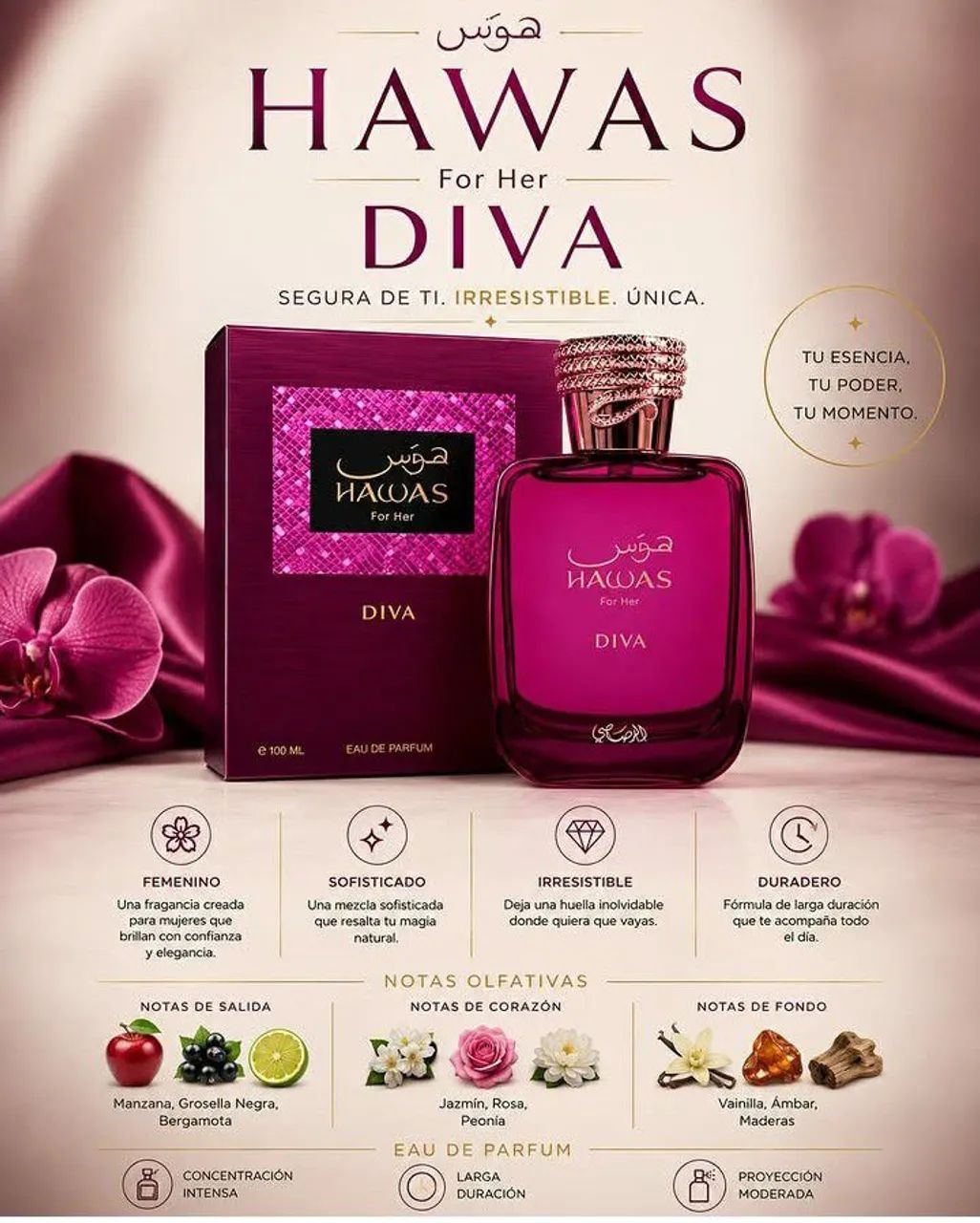 PERFUME HAWAS DIVA RASASI 100% ORIGINAL  - Foto 2