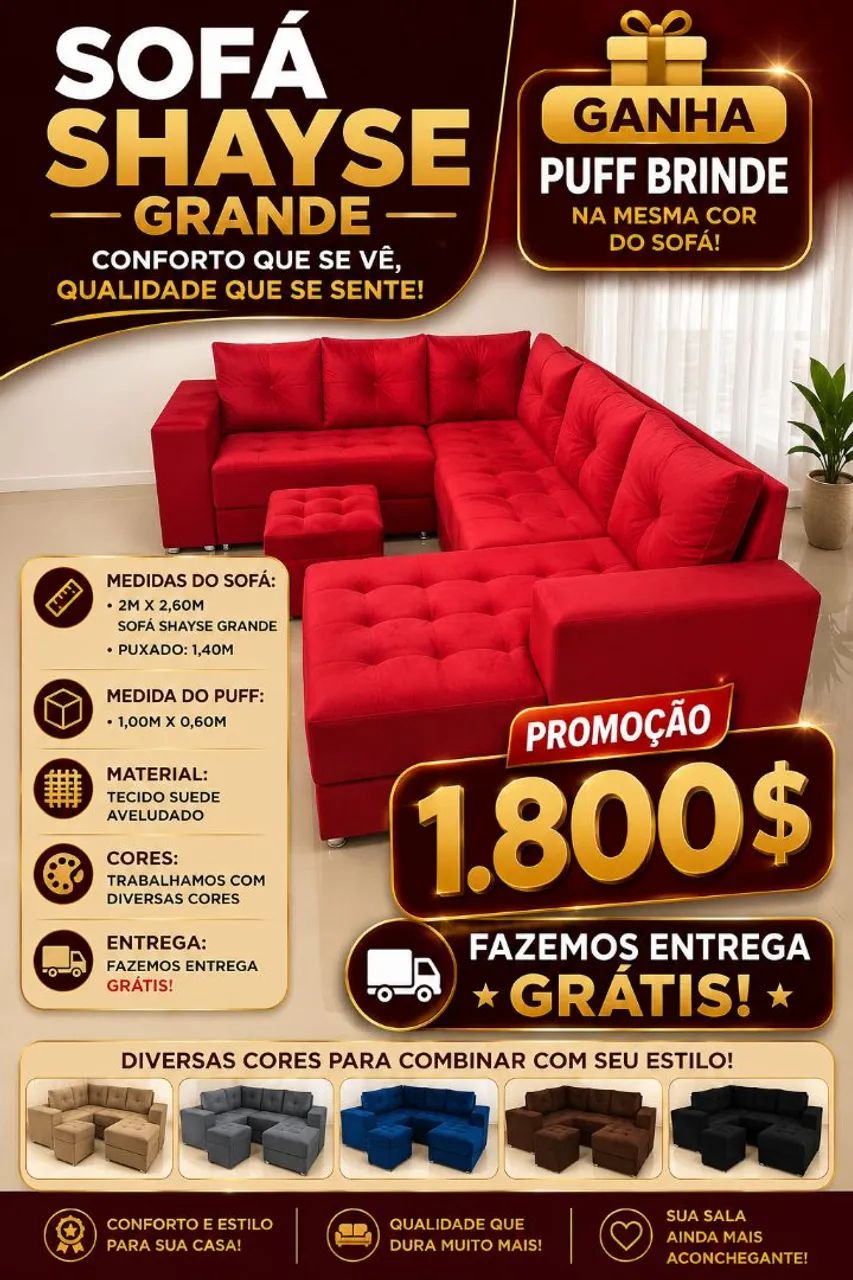 Sofás Novos grande com Puff