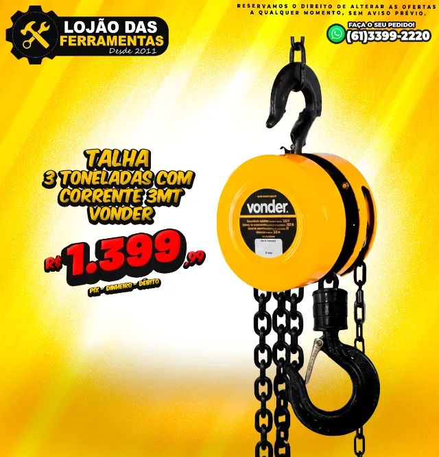 Talha 3 Toneladas Com Corrente 3Mt Vonder