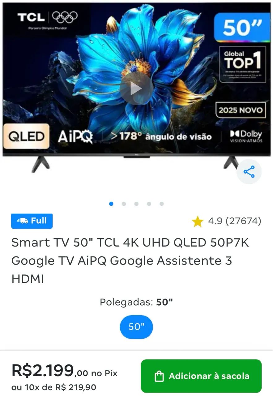 SMARTV 4K QLED 50 Polegadas  - Foto 4
