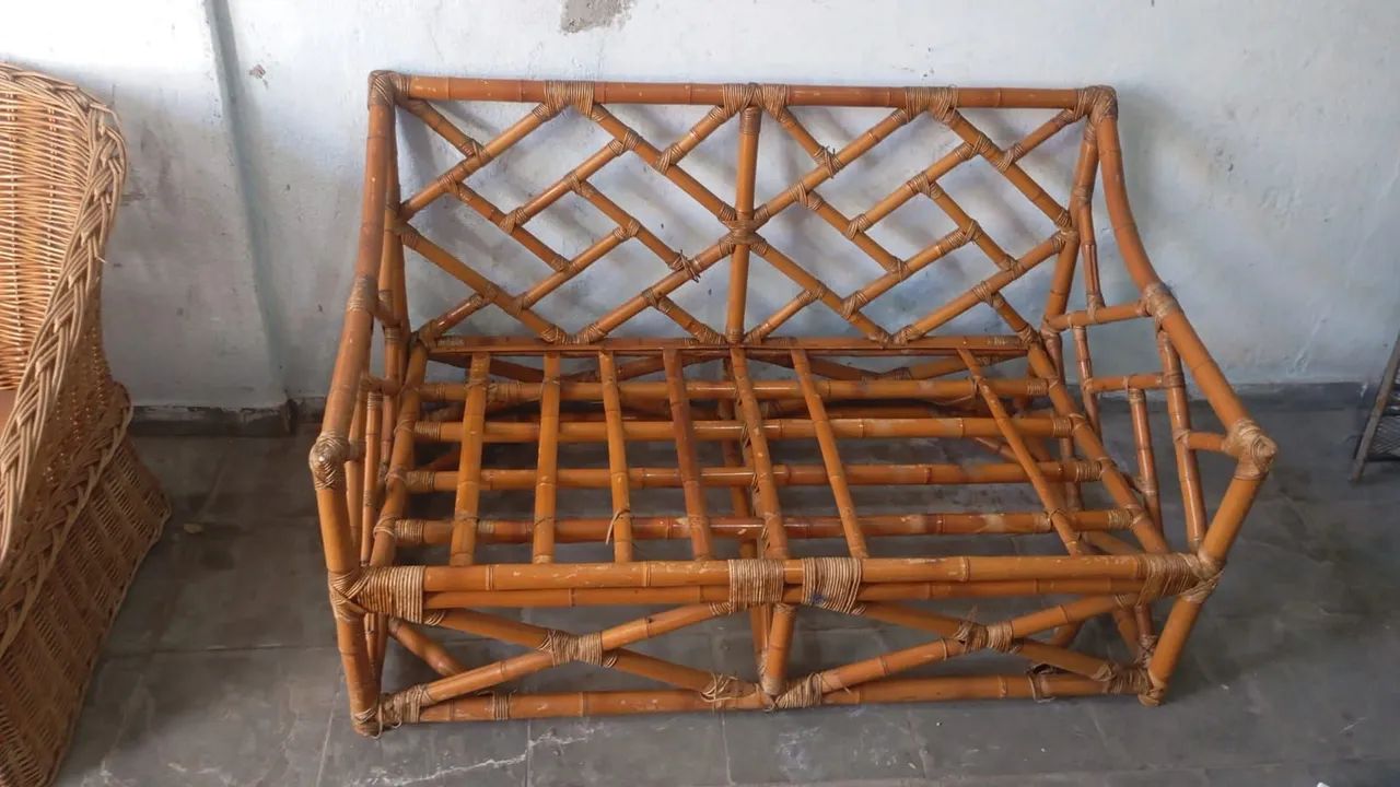 Cadeira poltrona sofá vime bamboo - Foto 2