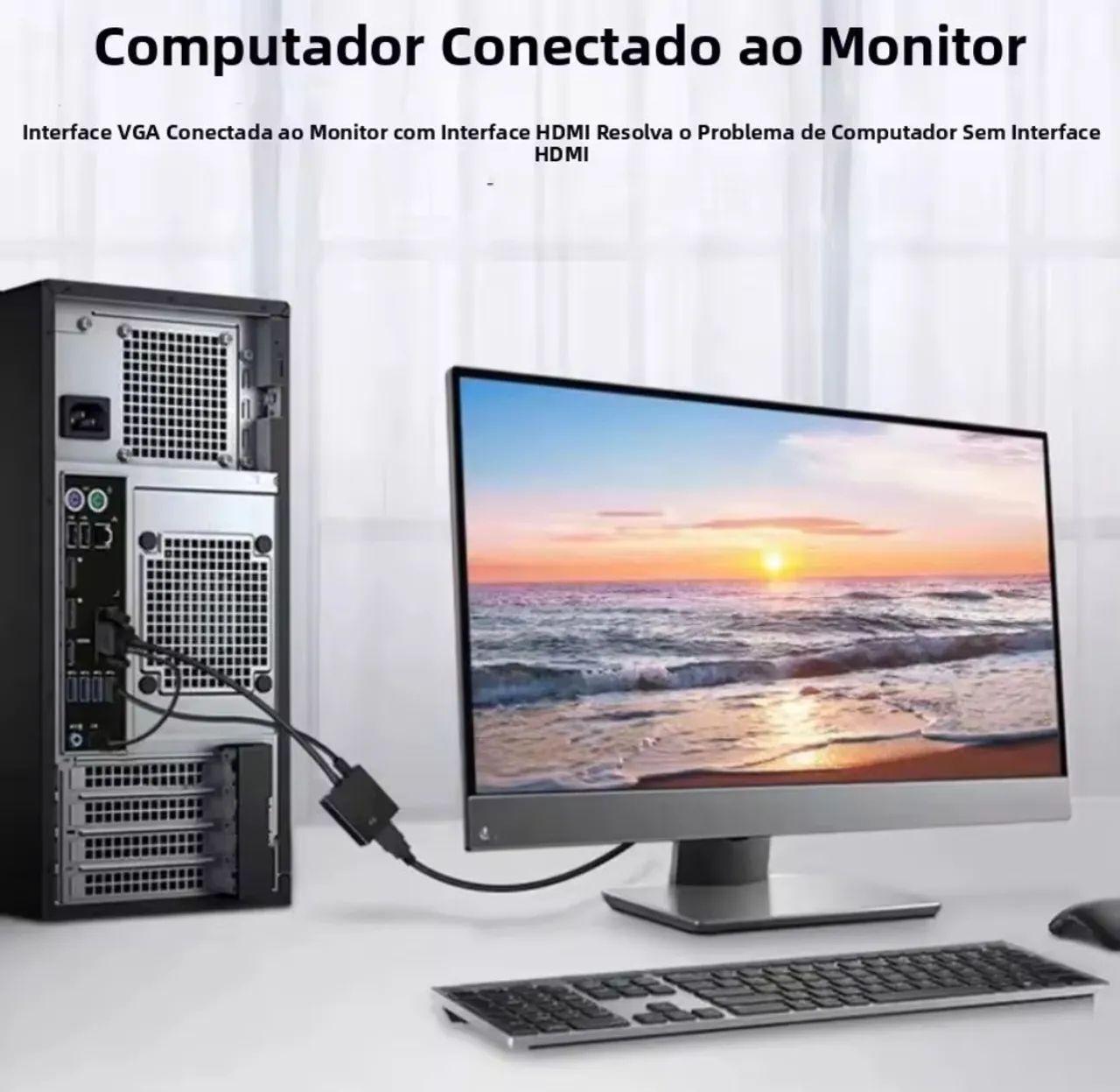 Cabo Conversor VGA para HDMI com áudio  - Foto 5