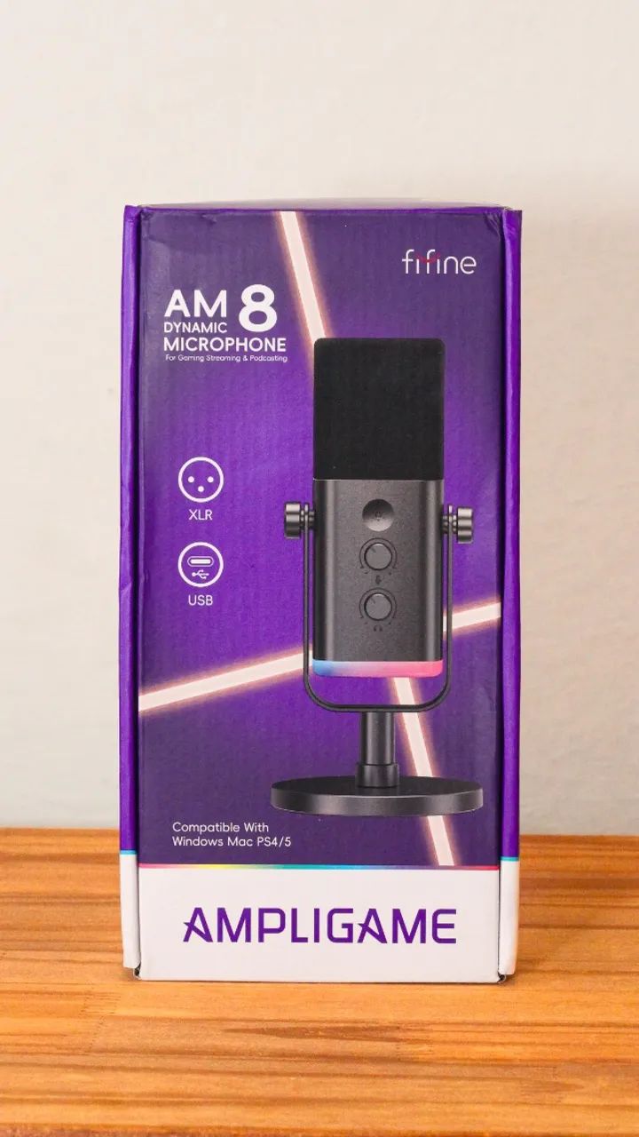 Microfone Fifine AM8 RGB Dinamico USB e XLR - Novo na Caixa