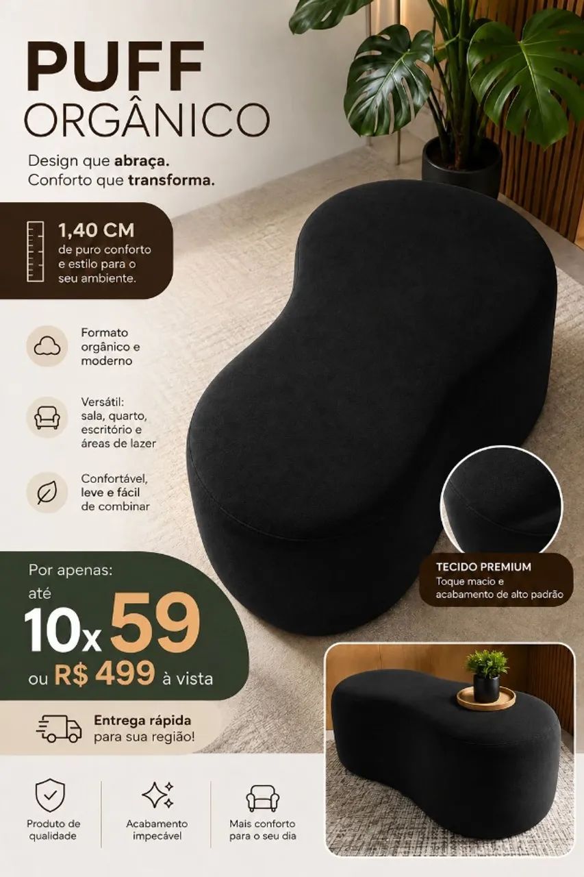 Puff decorativo orgânico 1.40 cm - Foto 2