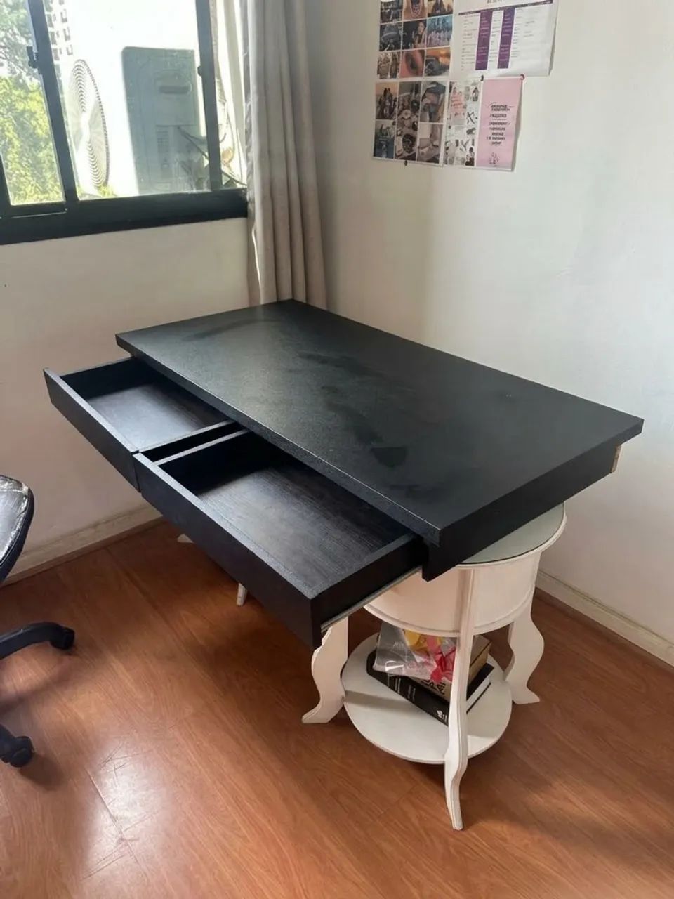 Mesa Escritório 2 Gavetas Preta - Foto 2