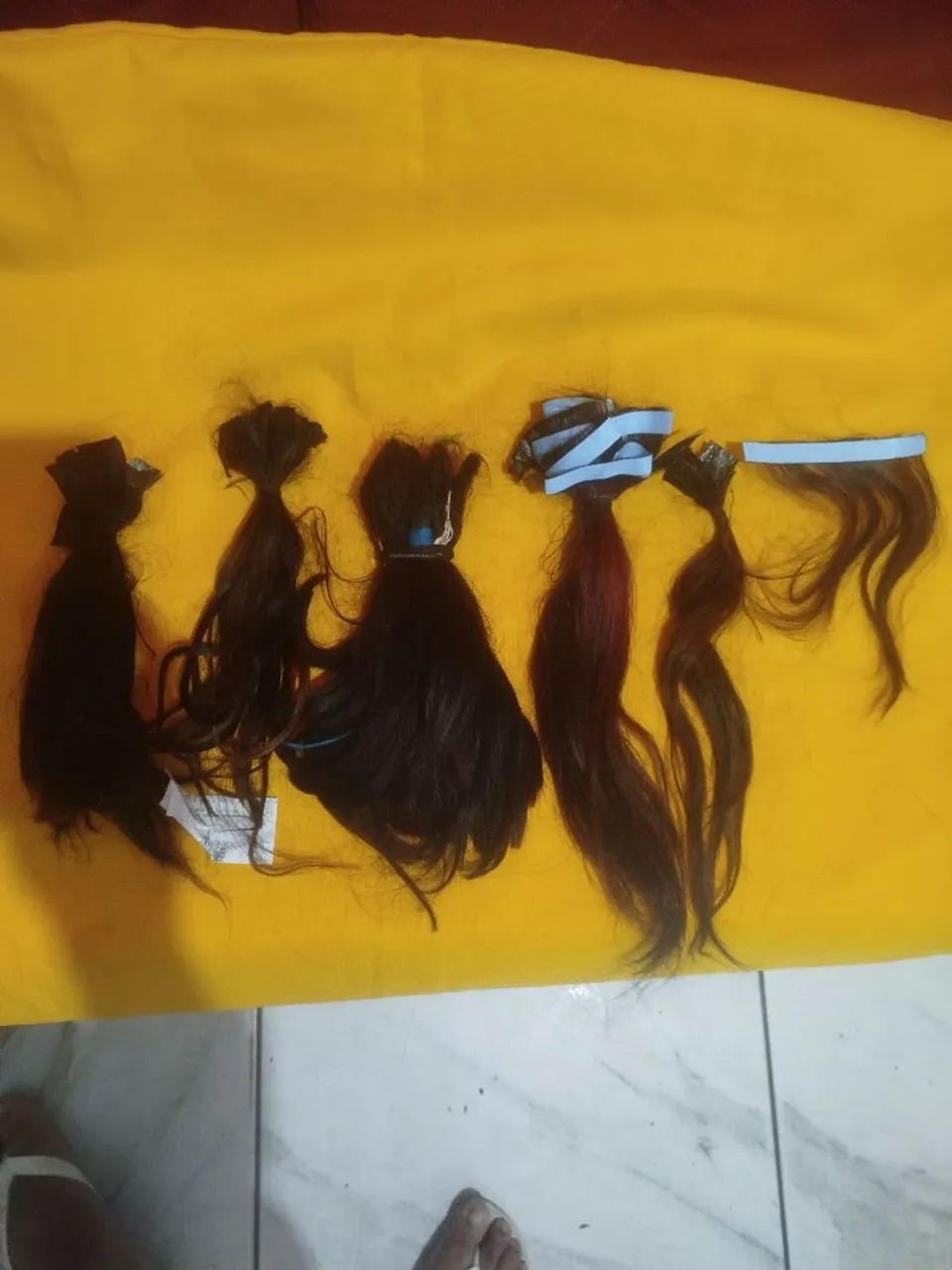 Cabelo Humano preto e mesclado 254 gramas com 35cm.