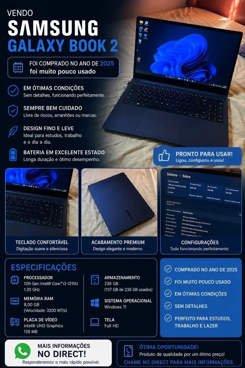 vende-se notebook usado(poucas vezes)