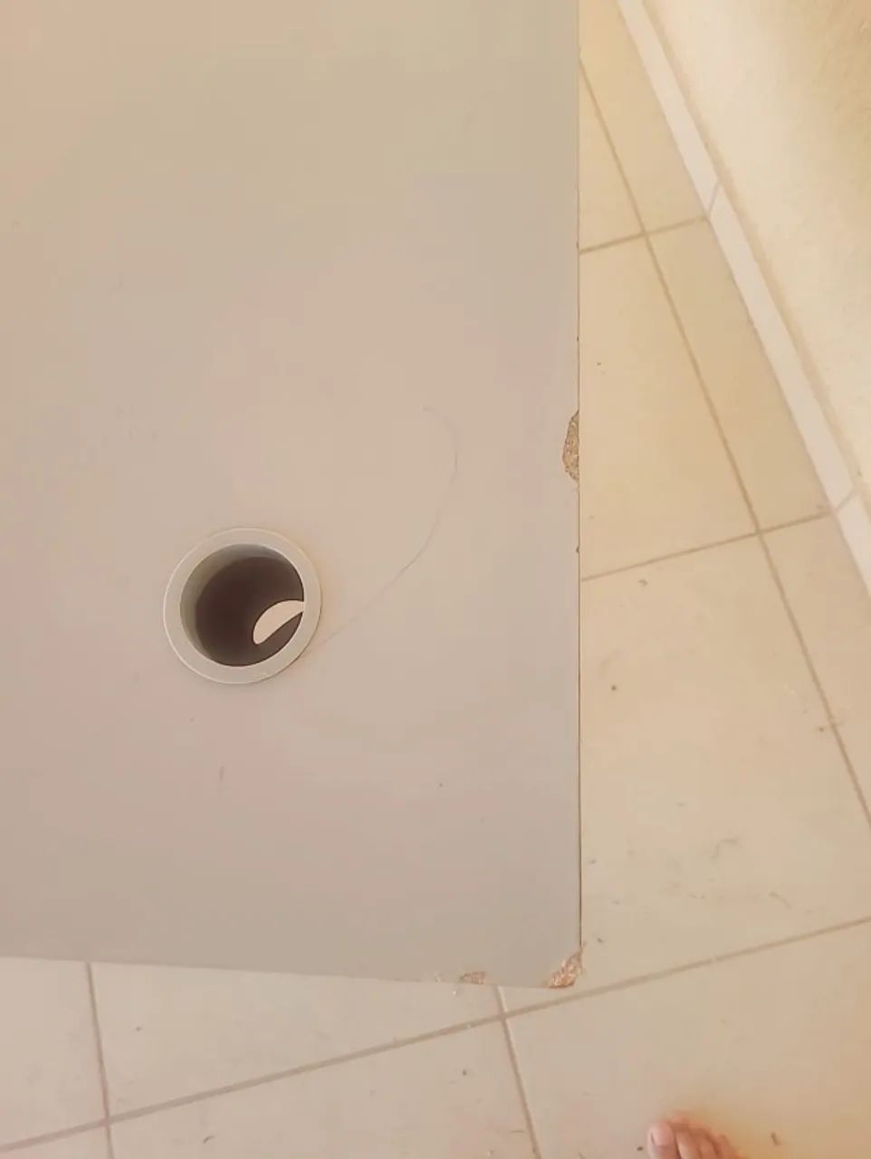 mesa em L cinza usada - Foto 3