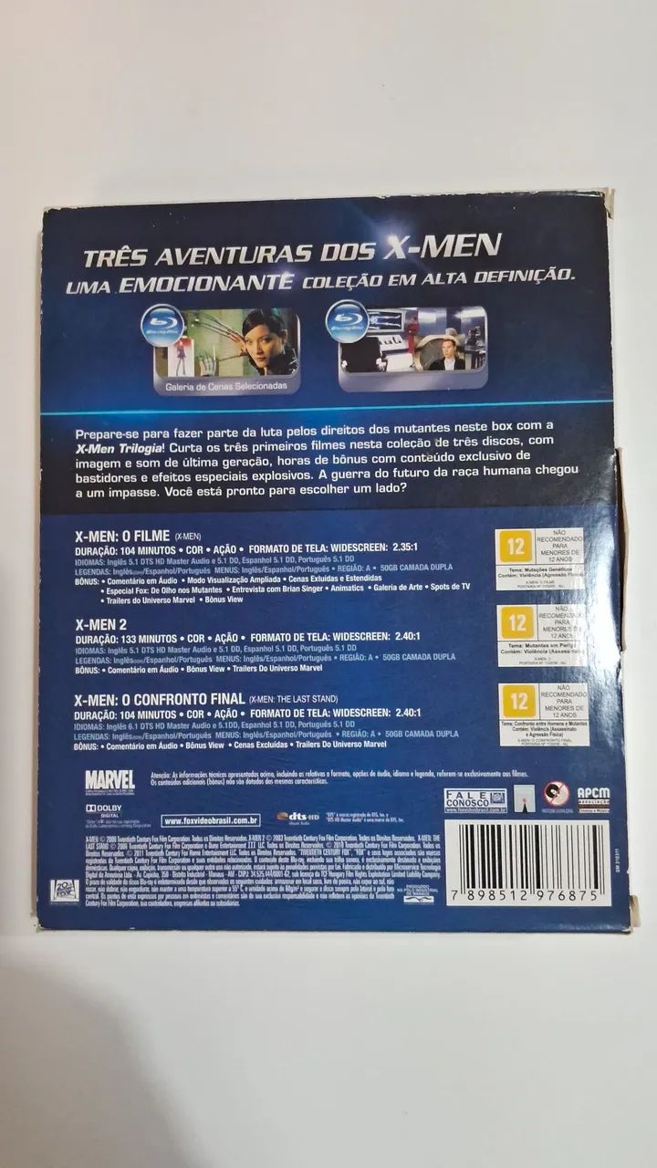 X-MEN TRILOGIA 3 DISCOS ORIGINAUS COM LUVA - CDs, DVDs etc