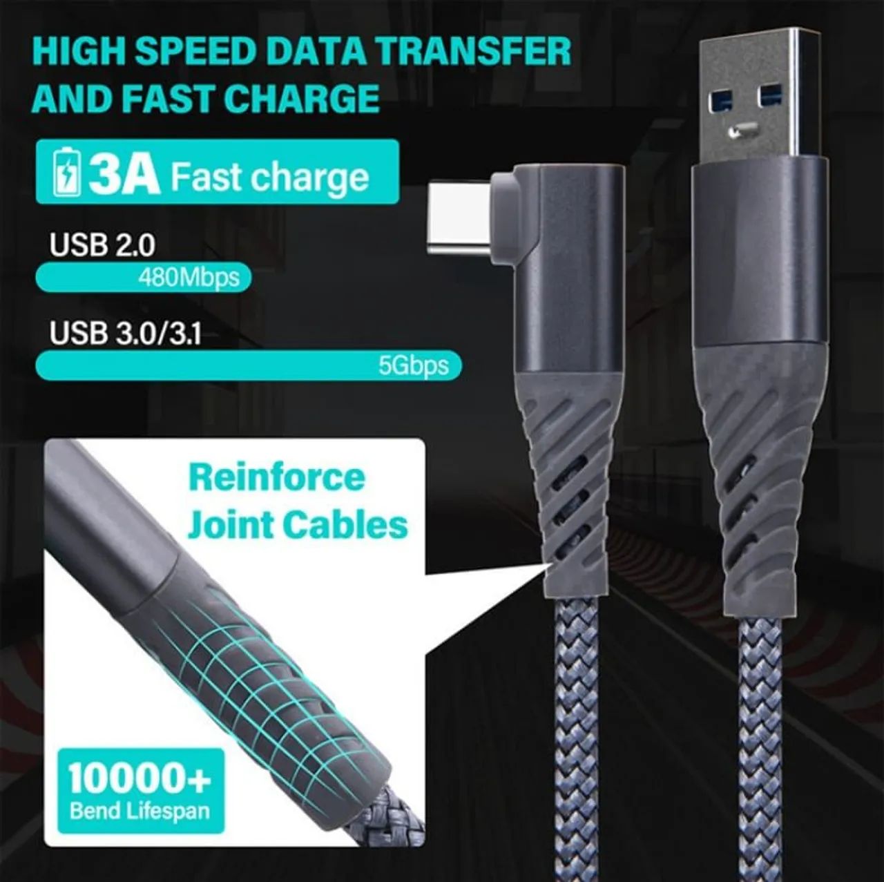 Cabo link 5m 5Gb Trançado - Foto 5