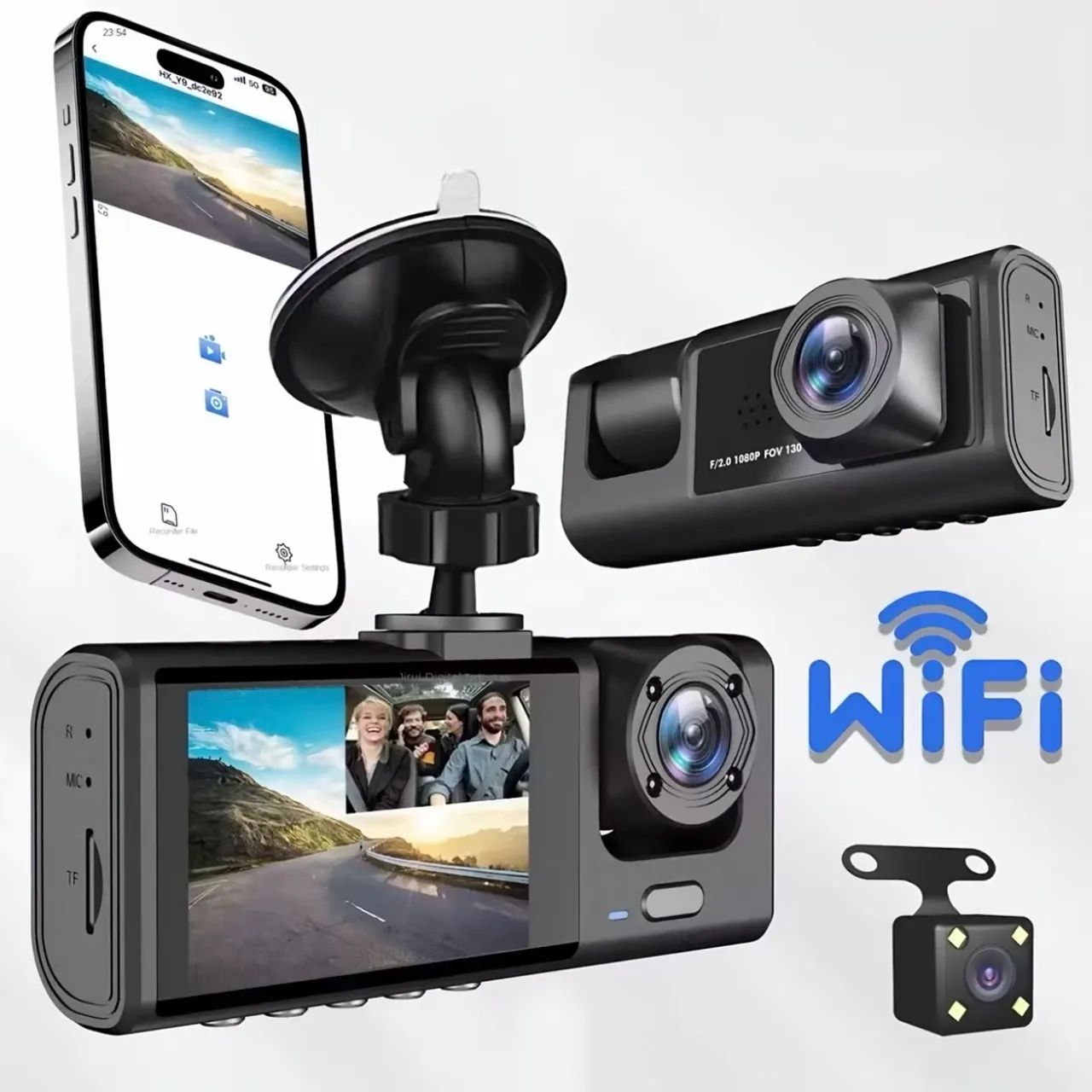 Câmera veicular Full HD com 3 Lentes - Foto 3
