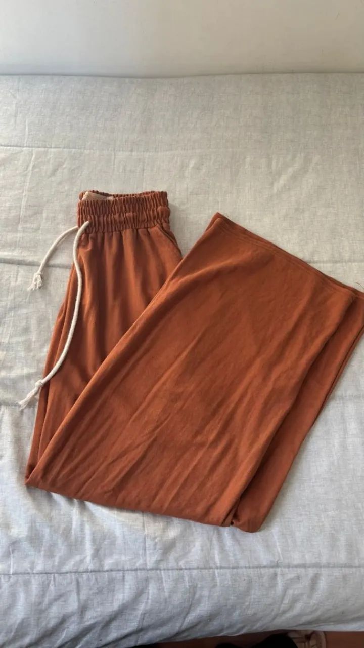 Calça pantalona malha marrom p - Foto 2