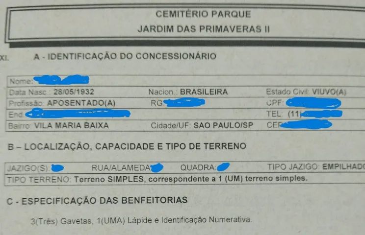 JAZIGO 3 GAVETAS NO CEMITERIO JARDIM DAS PRIMAVERAS 2 II - Foto 2