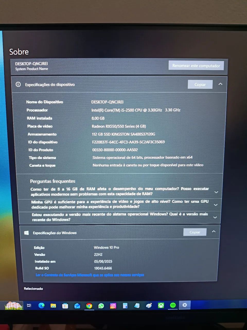 PC Core i5 64bits e placa gamer Radeon RX550 - Foto 5