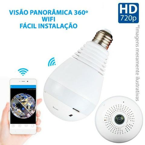 Lâmpada Câmera Espiã 360° WIFI - Aceita cartão de mémoria ate 32GB - Foto 4