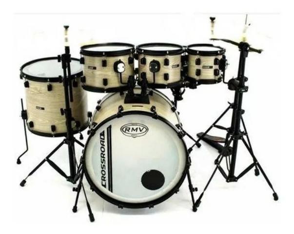 Bateria Rmv Cross Road Bianco 3 Tons SuperNova + Pratos + Cajon + 3 estantes extras - Foto 2