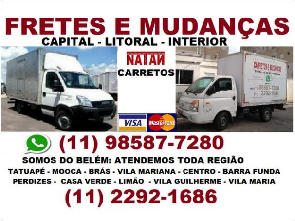 Fretes e Pequenas Mudanças - Trabalho Honesto com Compromisso - Mooca -Tatuapé - Belém