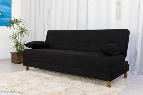Promoção! Sofá Cama Arpoador Preto Frete Grátis - Até 12x