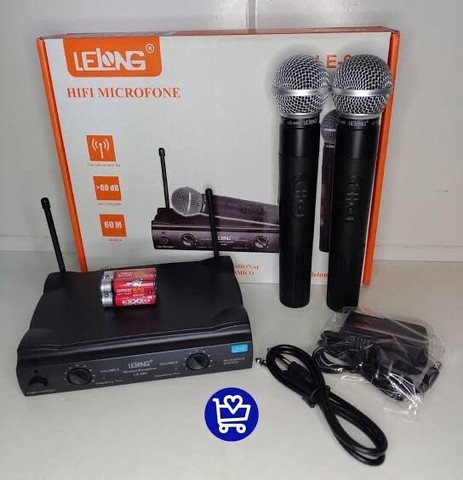 Microfone Duplo Sem fio UHF Lelong 