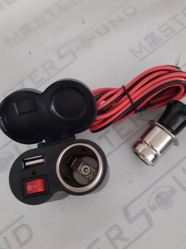 Suporte para moto  com carregador usb, mais acendedor de cigarros. Novo. - Foto 2