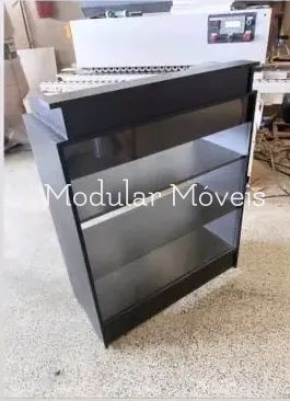 Balcão Caixa Vitrine em L + Balcão Vitrine - Preto - Foto 2