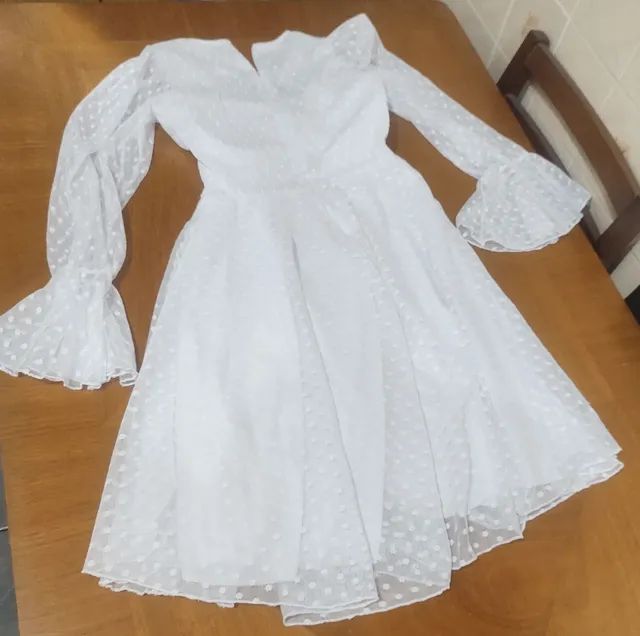 Vestido de Noiva,Tam P, com Tiara. - Foto 2