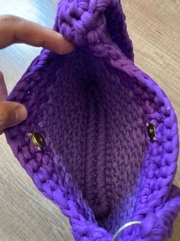 Bolsa de fio de Malha feita a Mão com alça - Foto 2