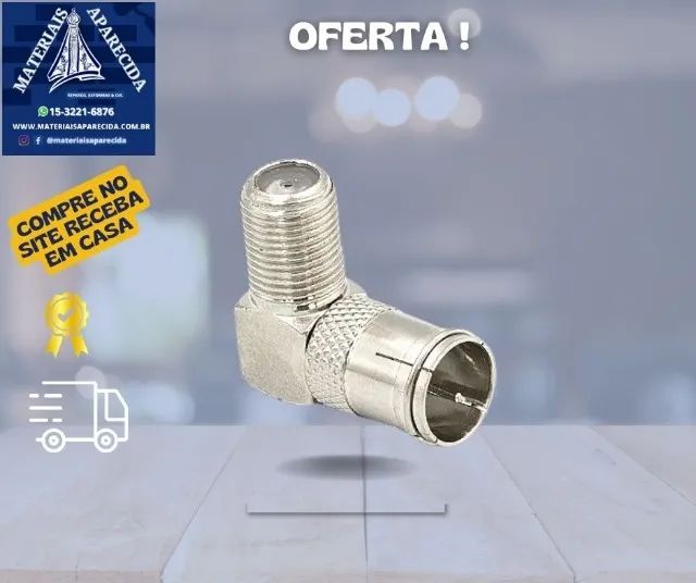Adaptador Conector F Coaxial L 90 - novo