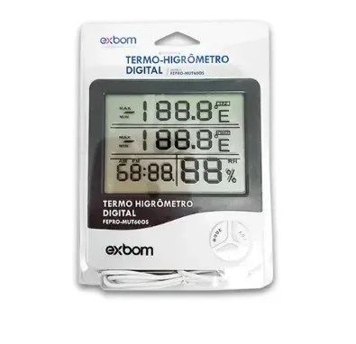 Termo Higrômetro Sensor Medidor Temperatura Digital Externo Interno - Foto 4