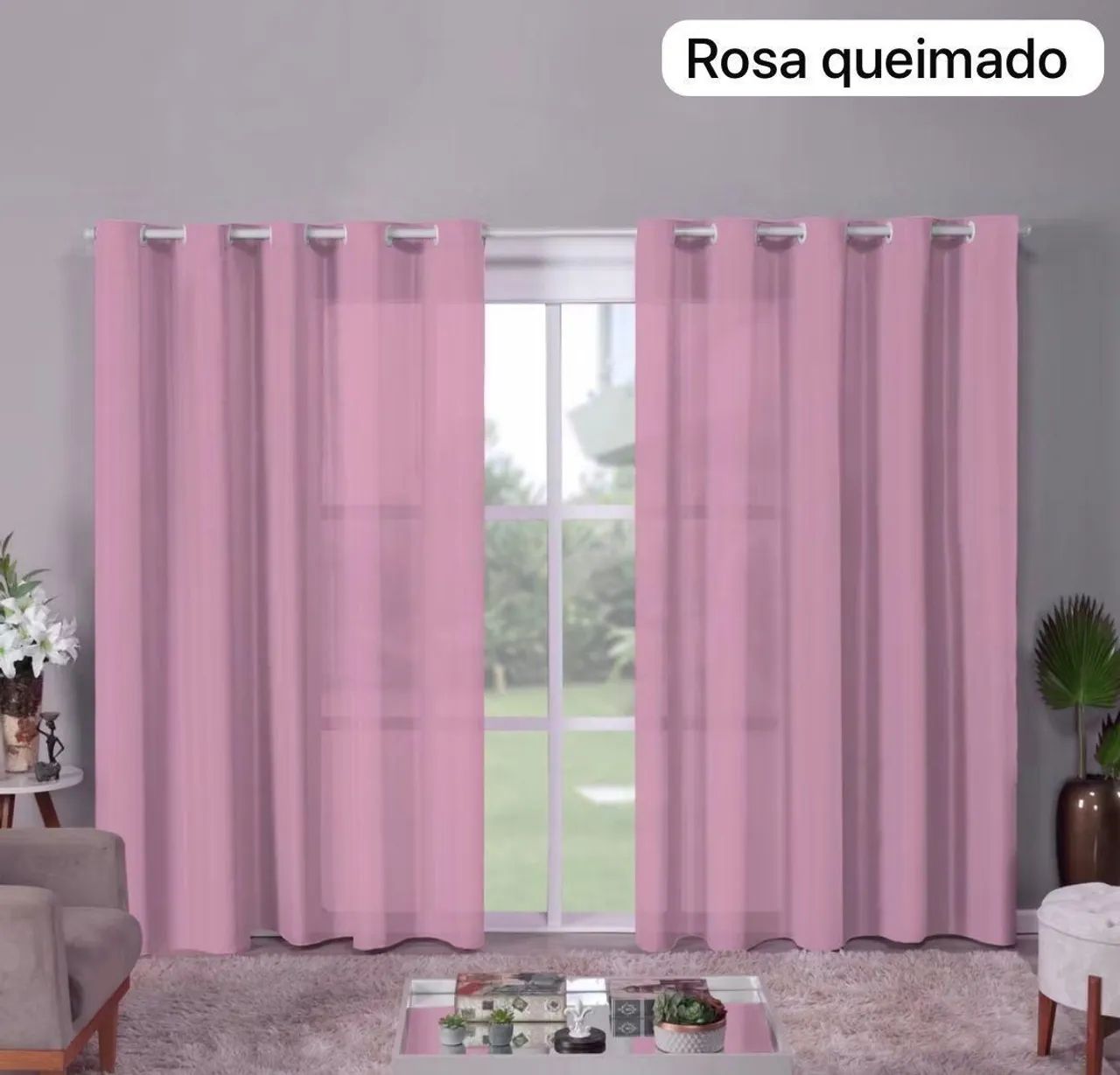 Cortina para sala com ilhós tamanho: 3,00X2,80m