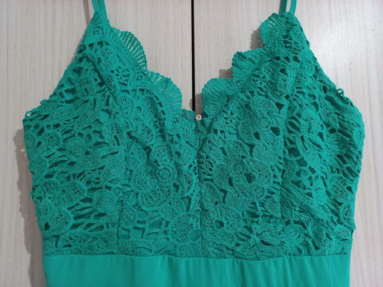 Vestido de Festa Verde Tiffany com Renda - Foto 5
