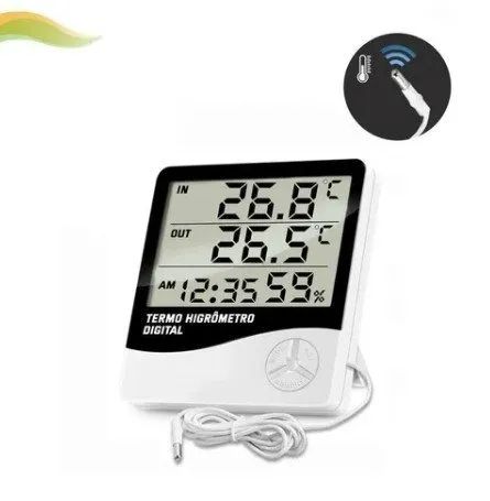 Termo Higrômetro Sensor Medidor Temperatura Digital Externo Interno - Foto 2