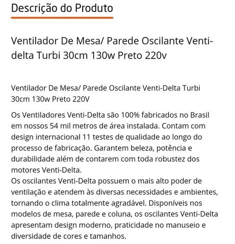 Ventilador De Mesa/ Parede 30Cm 130W Preto 220V  - Foto 2
