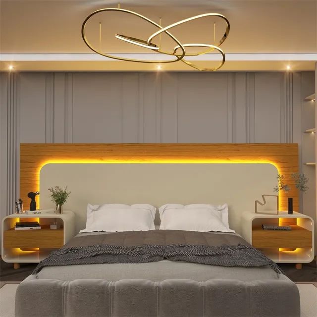 Cabeceira Casal/King com LED Laqueada p86 100%MDF - Foto 2
