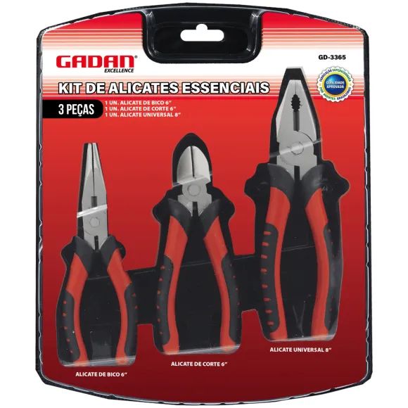 KIT DE ALICATES ESSENCIAIS - BICO, CORTE E UNIVERSAL