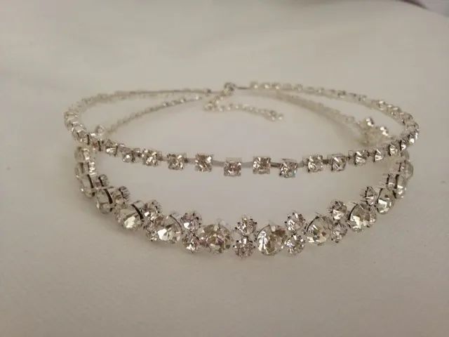 Tiara dupla com pedraria para noivas ou debutantes - Foto 3