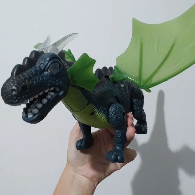 Dragão De Brinquedo 39cm Faz Som Acende Luz Mexe Asa E Cauda - Foto 4