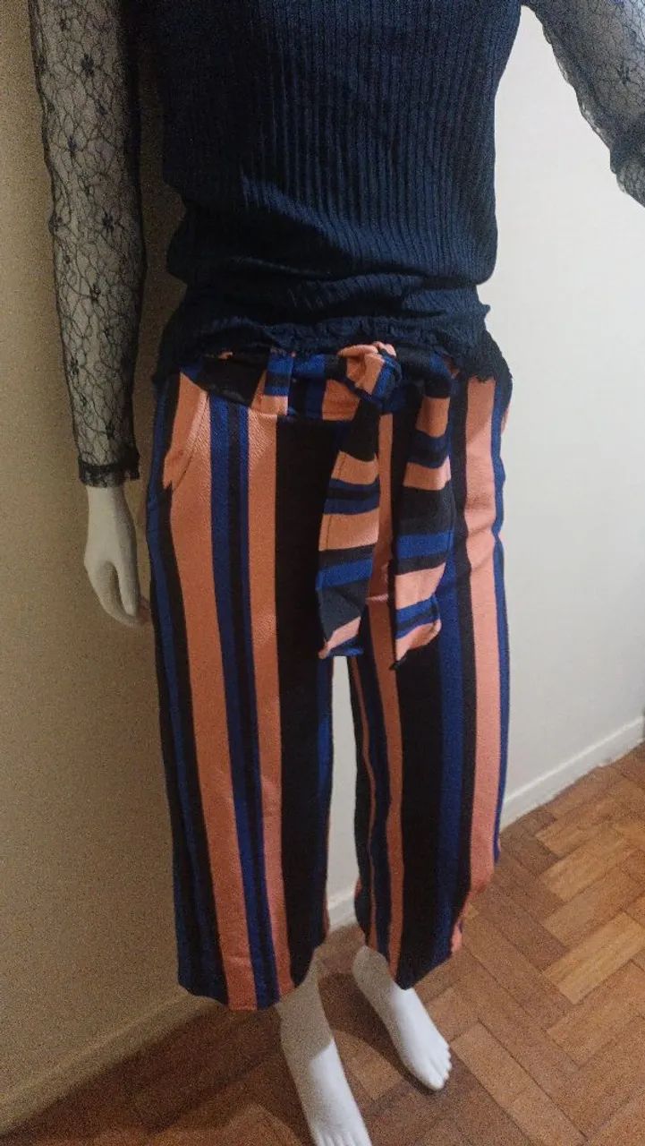 Calça Listrada Colorida com Cinto Roupas Serra, Belo Horizonte