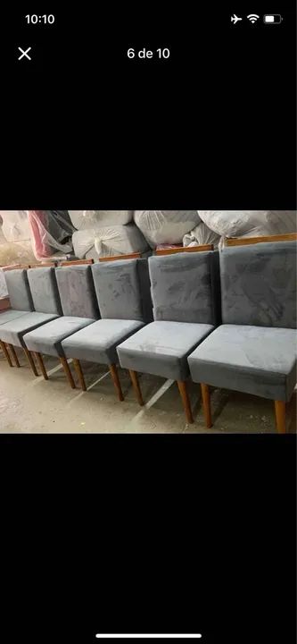 Conjunto de Cadeiras de Veludo Cinza
