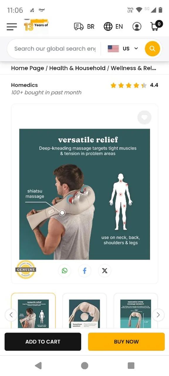 Massageador Shiatsu Deluxe para Pescoço e Ombro - Foto 4