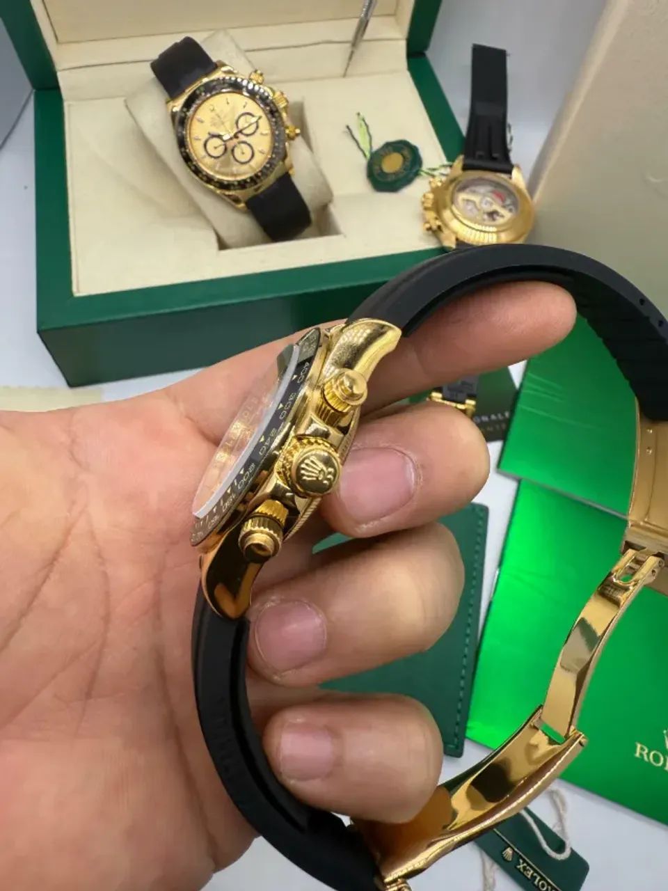 Relógio DAYTONA DOURADO COM FUNDO AZUL TIFANNY - Foto 3