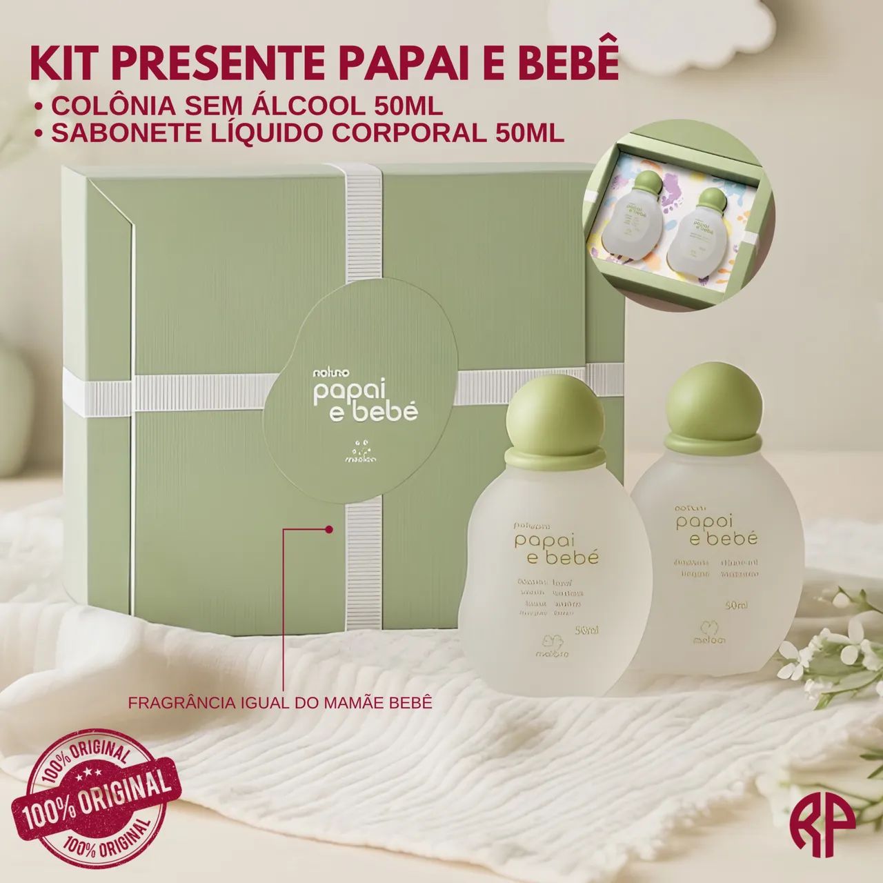 KIT PRESENTE PAPAI E BEBÊ INFANTIL - NATURA