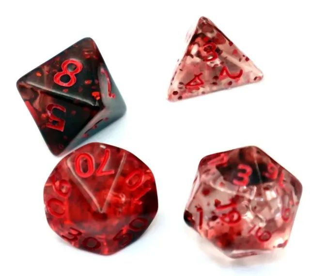 KIT 7 DADOS PARA RPG TRANSLUCIDO COM DETALHES EM VERMELHO - Foto 5