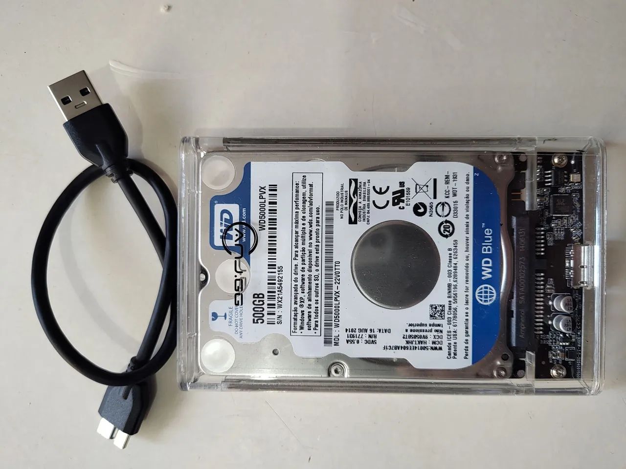 HD Externo WD Blue 500GB + case + cabo USB 3.0 - Foto 3