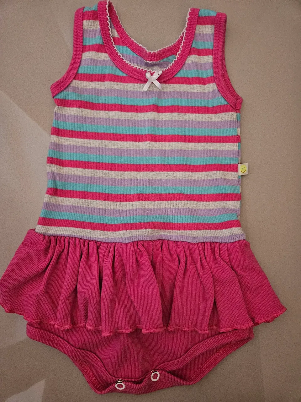 Body Vestido Listrado Rosa Bebê